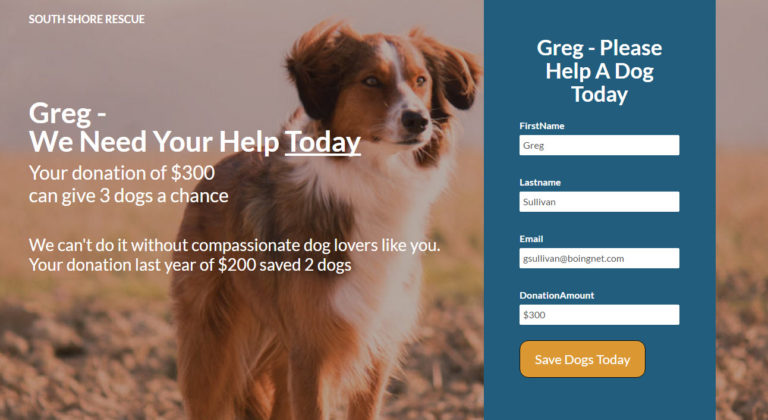 Landing page example