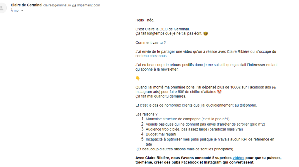 Mail de prospection - Germinal