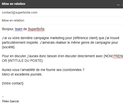 Trouver un mail via une adresse g&eacute;n&eacute;rique