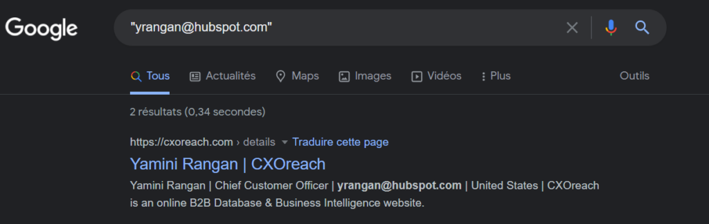 Trouver une adresse mail sur Google