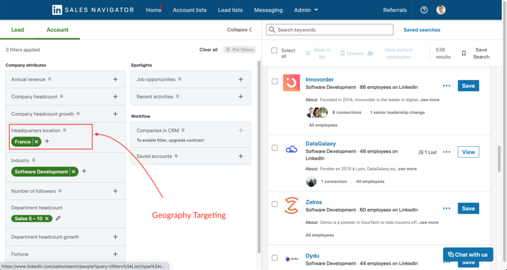 Sales Nav - Geography Targeting

