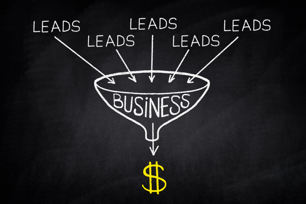 leads going into sales funnel to get money