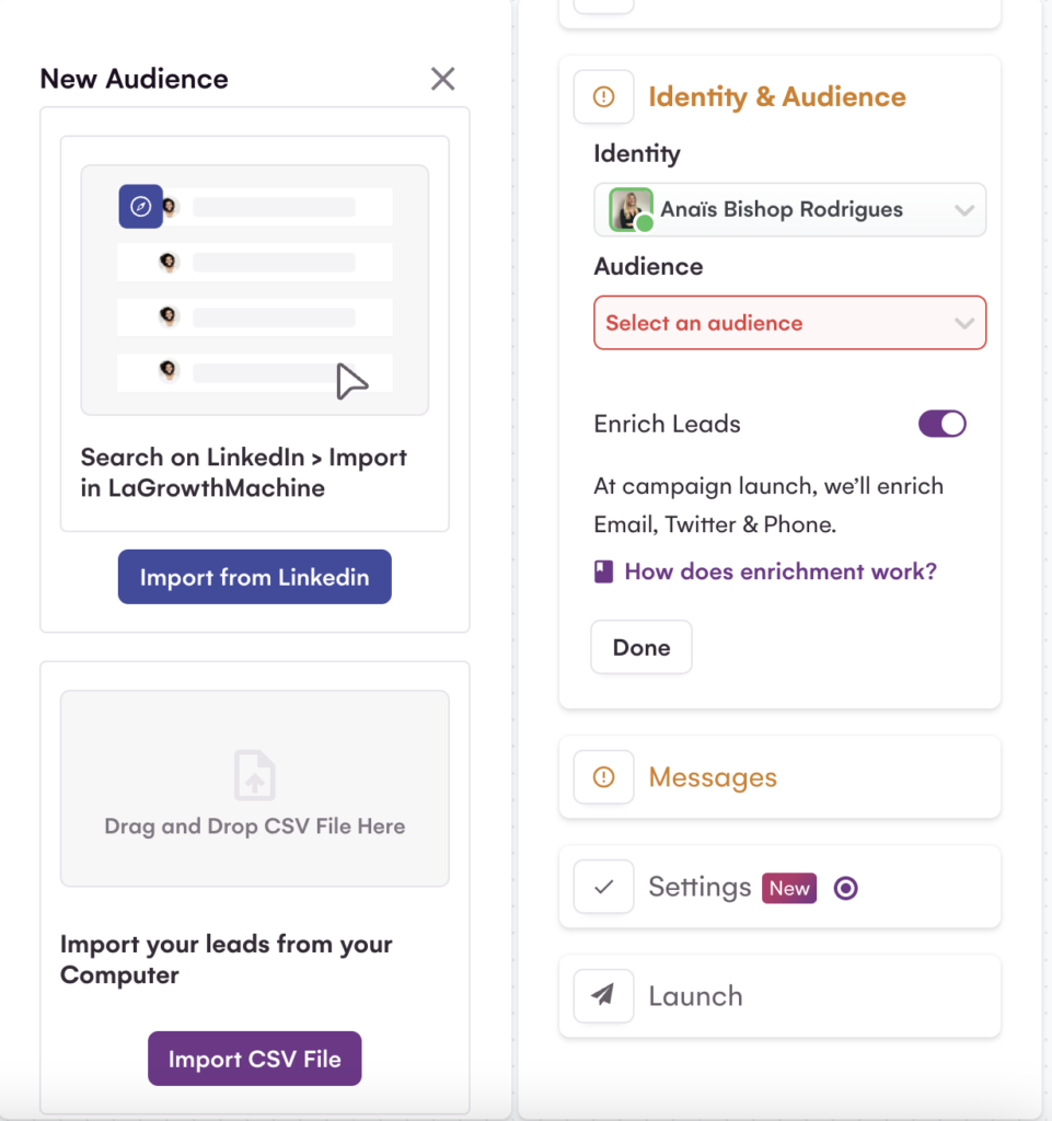 Add audience LaGrowthMachine