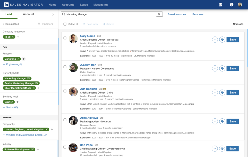 Sales Navigator Search