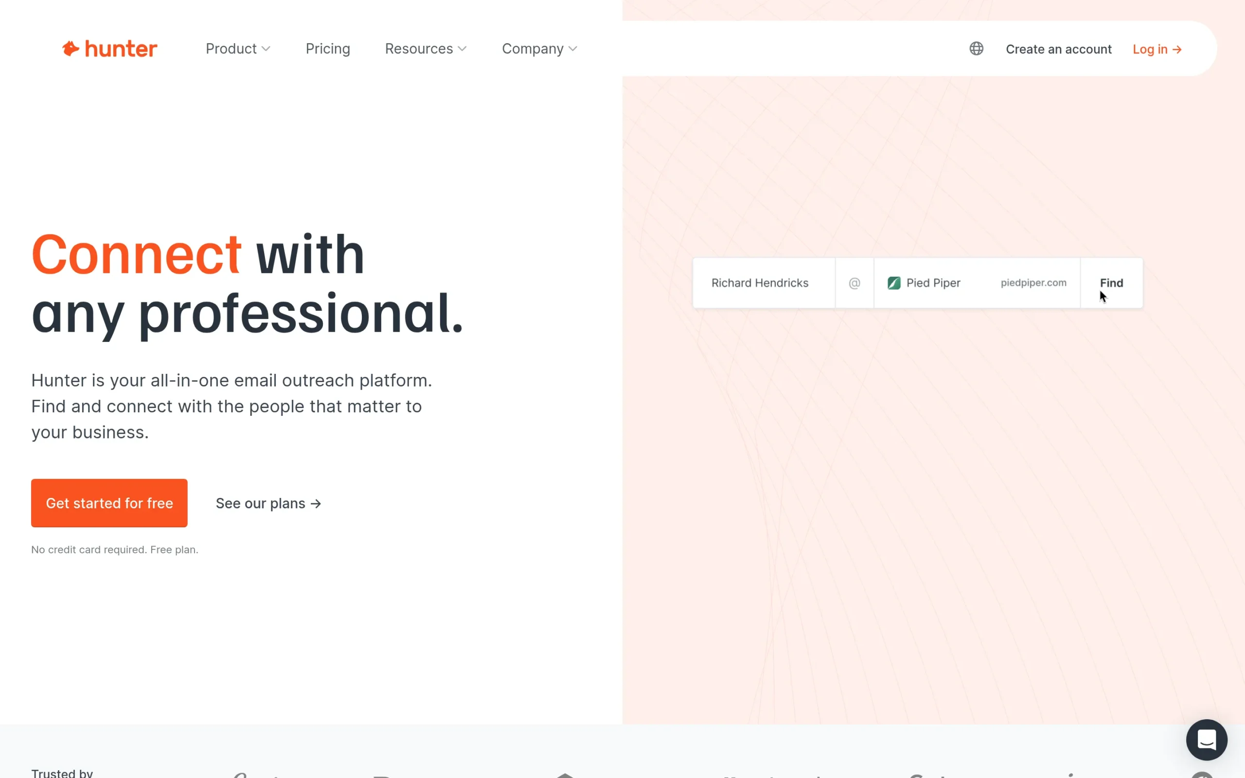 Hunter.io interface showing email finder and verification tools
