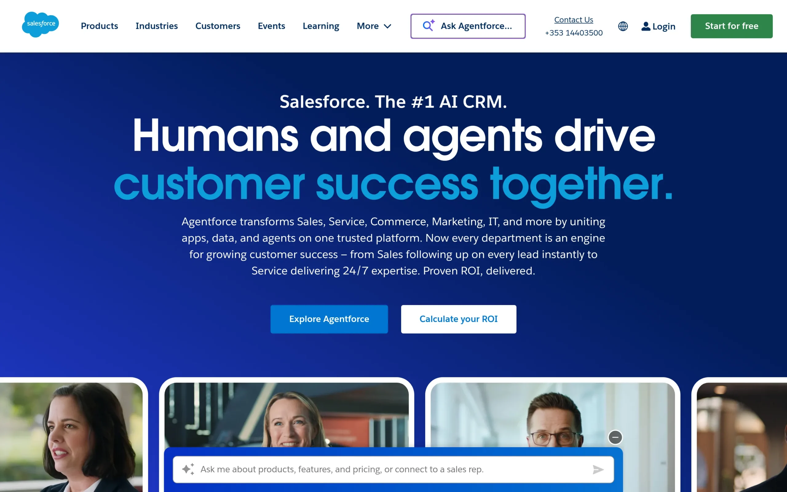 Salesforce interface showing key features and dashboard