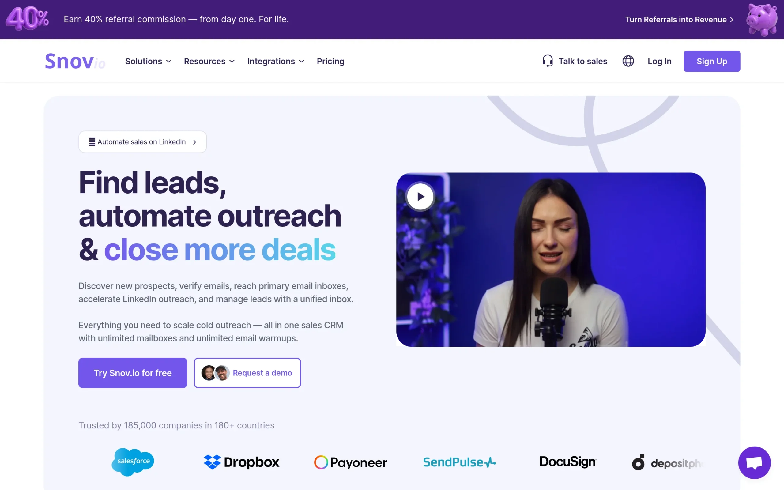 Snov.io interface showing email finder and drip campaign automation
